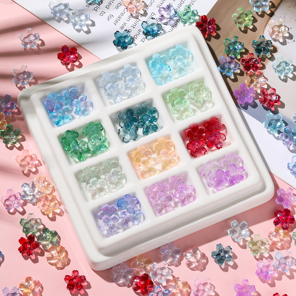 仿琉璃珠光樱花花托珠托玻璃珠