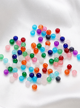 4mm玻璃实色果冻仿玉珠圆珠diy手工手链项链手机链发簪串珠材料