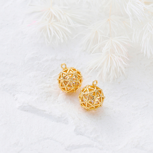 保色真金三角镂空橄榄球形吊坠diy手链项链耳饰金属材料挂件