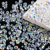 仿水晶幻彩透明异形珠玻璃散珠手工串珠diy手串手链项链饰品材料