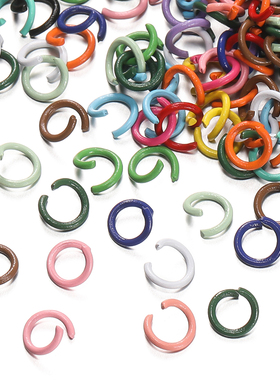 0.9*6mm铁质彩色烤漆开口圈连接圈diy手链钥匙挂扣连接环配件