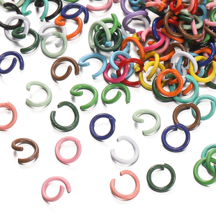 0.9 6mm铁质彩色烤漆开口圈连接圈diy手链钥匙挂扣连接环配件