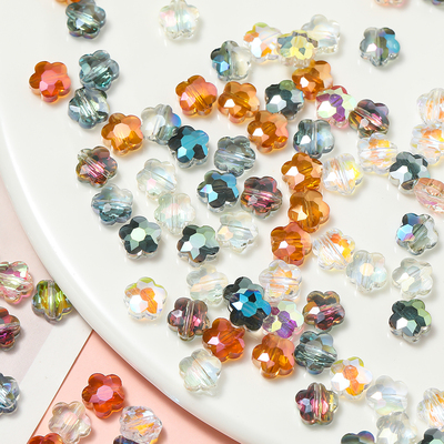 8mm水晶切面电镀彩花朵珠散珠