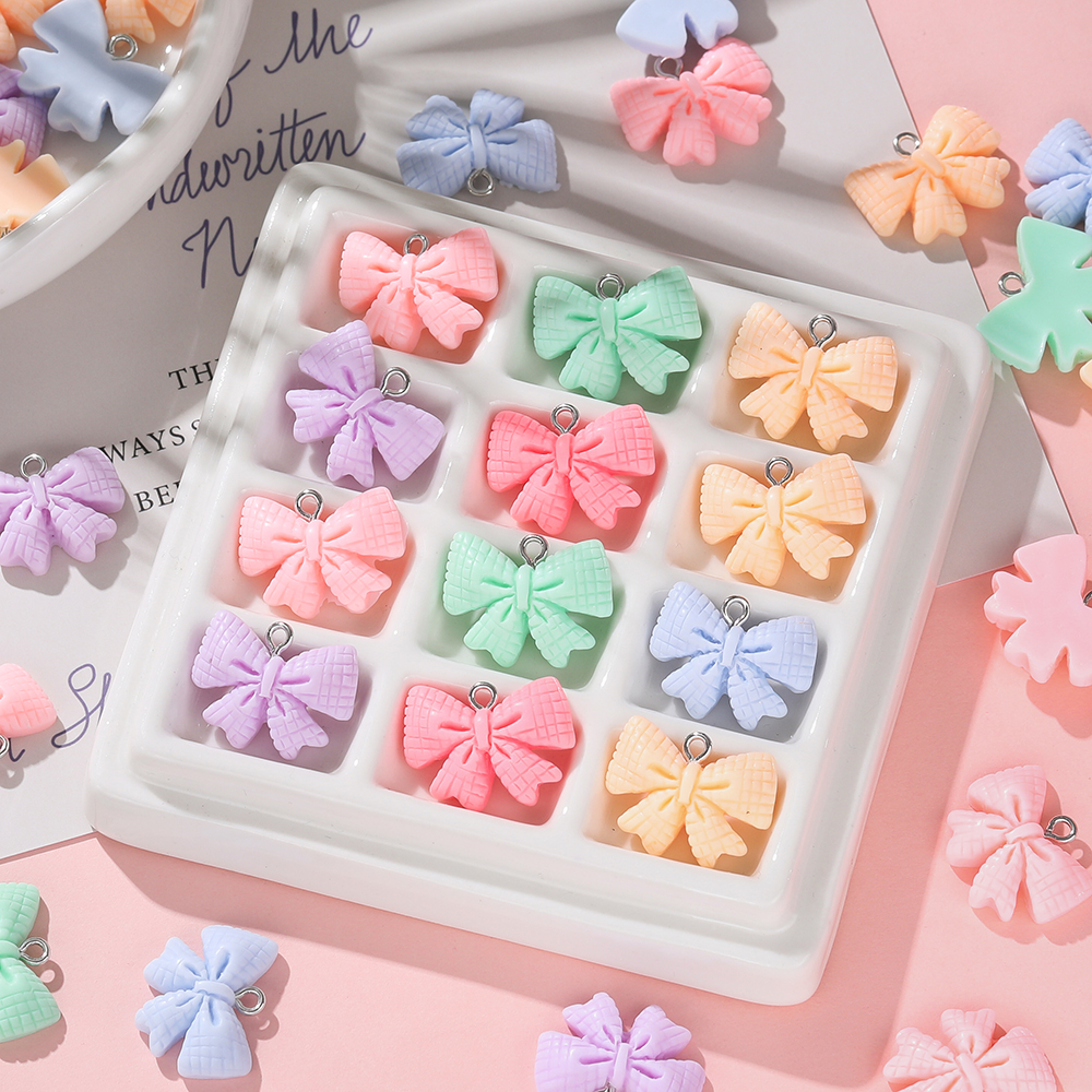 马卡龙色树脂领结蝴蝶结吊坠挂件