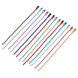 彩色电镀高亮亮面彩色铁珠链扣diy咕卡包包吊牌圆珠链挂链配件