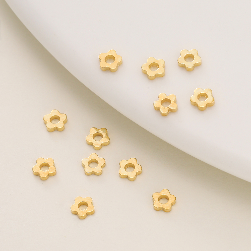 4mm保色真金铜花朵小花隔片隔珠