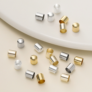 保色铜18k14k收尾帽皮绳扣圆绳扣头手工制作diy手链手绳饰品配件