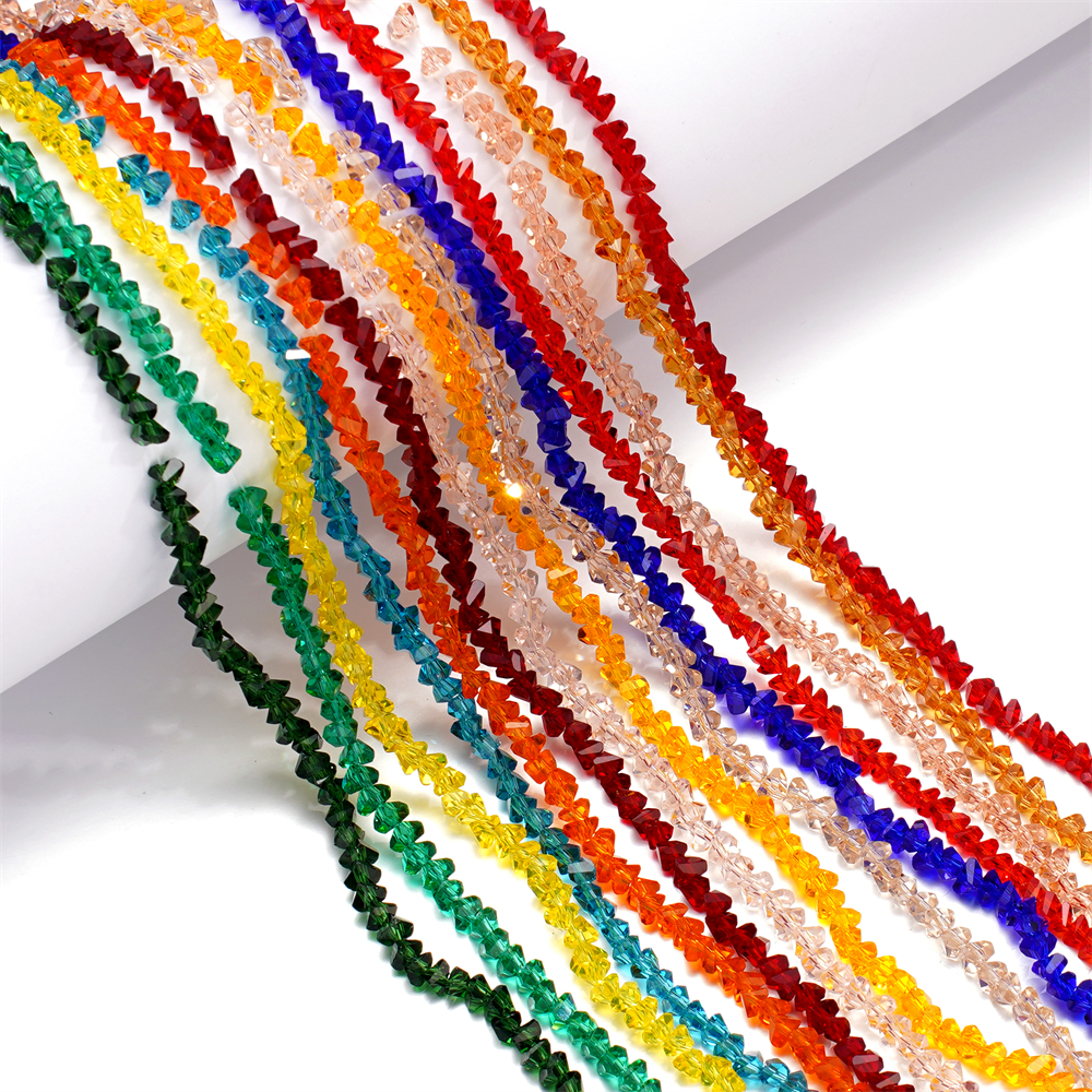 不规则4mm玻璃立体三角水晶珠子