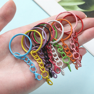 合金滚镀烤漆彩色钥匙环扣龙虾扣手工制作diy包链钥匙扣挂饰配件