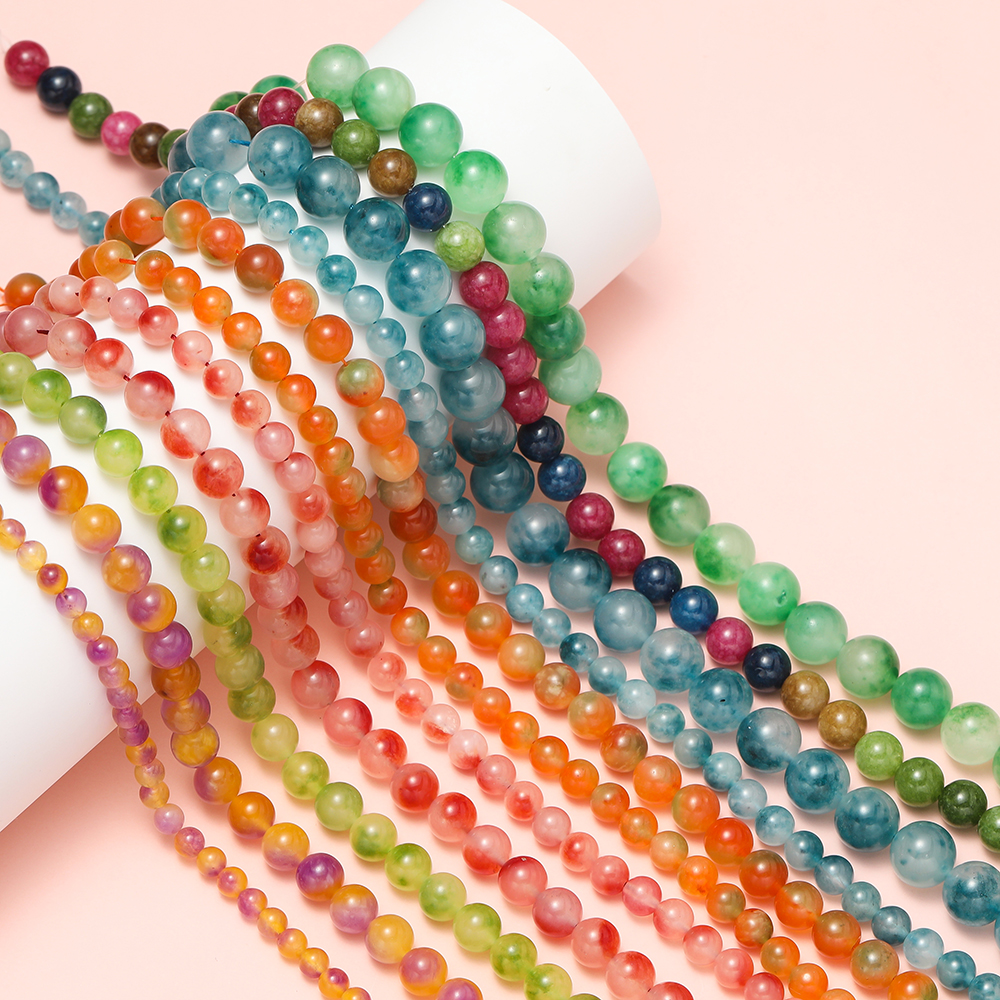 天然石渐变晕染仿玉髓老玉石头珠