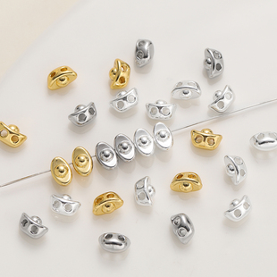 保色双孔立体金元宝珠双排隔珠手工串珠diy编织手链手绳饰品配件