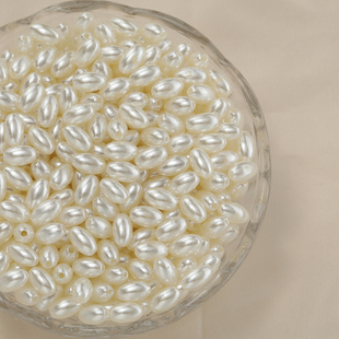 ABS仿珍珠米粒形米珠穿孔珠子diy自制手链项链耳环流苏串珠材料