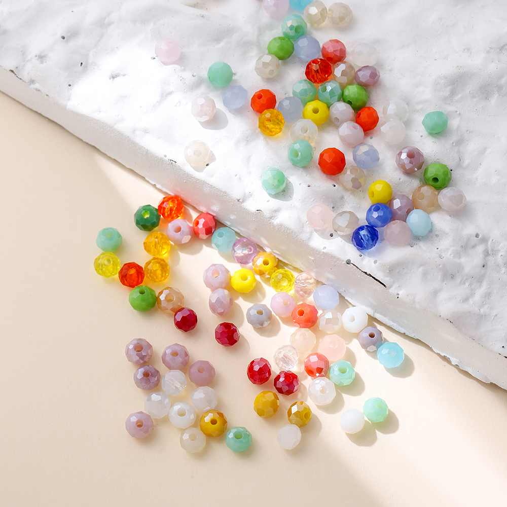 3mm仿水晶切面扁圆混色系玻璃珠