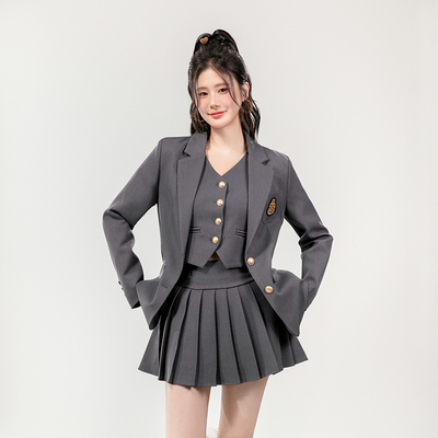 学院风套装裙女小个子2024秋冬季