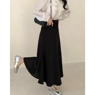 仿醋酸鱼尾裙气质长裙春季 遮胯 一步裙半身裙女直筒裙包臀裙大码