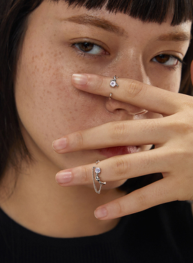 MonSeven紫锆石关节戒指女时尚个性食指戒小众设计感指尖尾戒套装