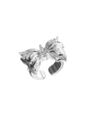 【鞠婧祎同款】MonSeven蝴蝶结戒指女小众设计简约时尚开口戒