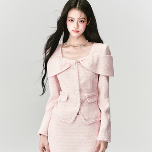 法式 易碎商店·粉凿未镜 粗花呢千金小香风上衣半裙套装 现货