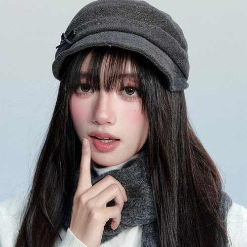 fragileheart易碎商店·松弛假日 日系复古做旧蝴蝶结褶皱报童帽