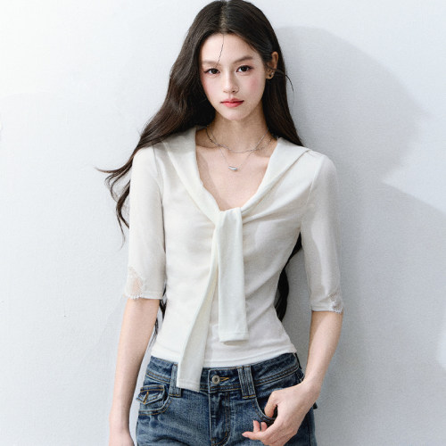 FragileHeart夏季蕾丝系带上衣女