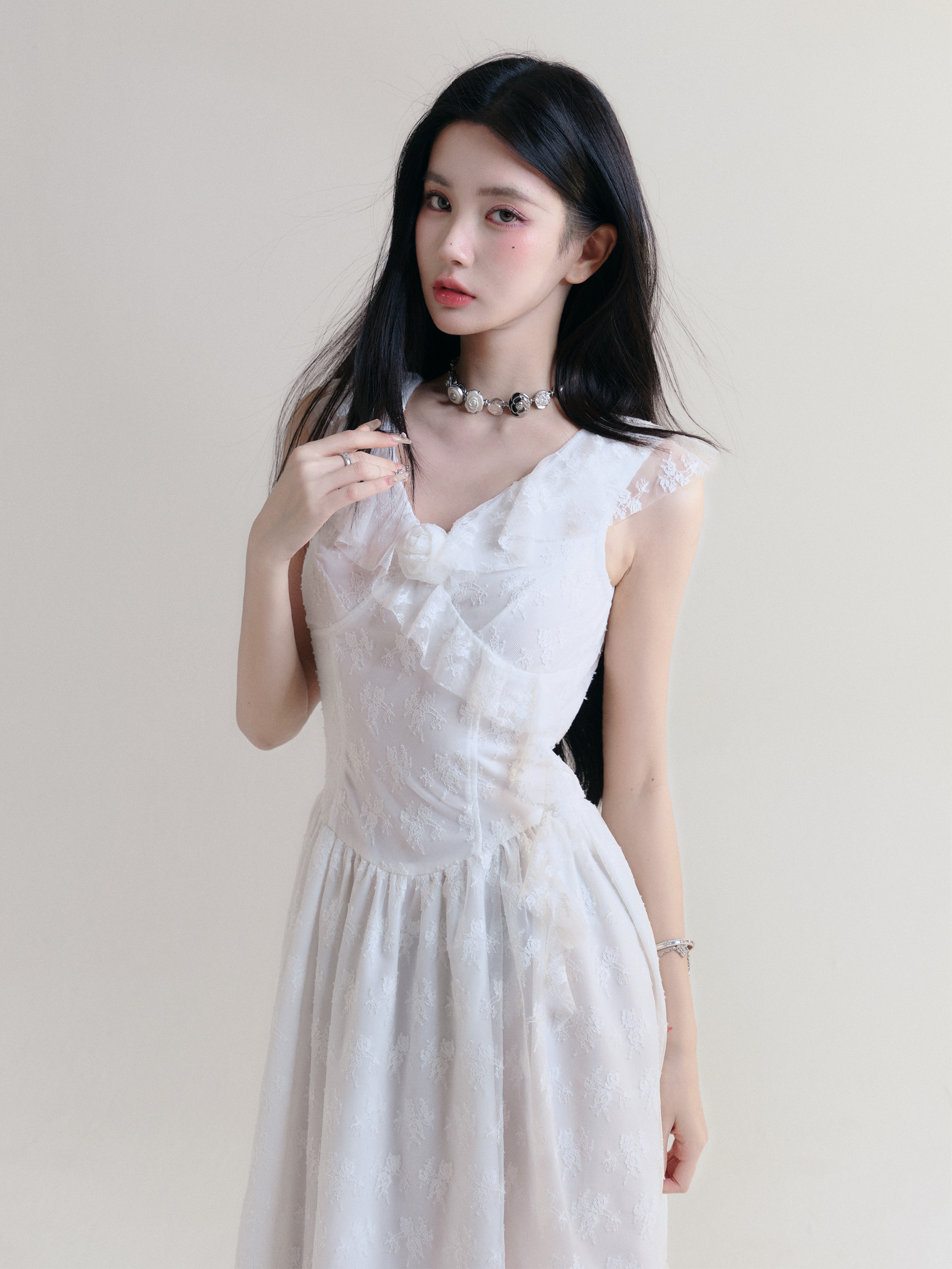 【现货】易碎商店·清冷月光 度假风不规则修身叠穿吊带连衣裙