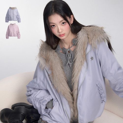 易碎商店两面穿毛绒短外套