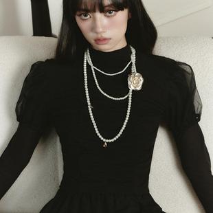 fragileheart易碎商店·企盼月光小众多层叠戴项链复古珍珠毛衣链