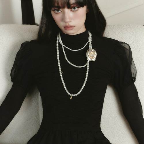 易碎商店多层叠戴珍珠项链