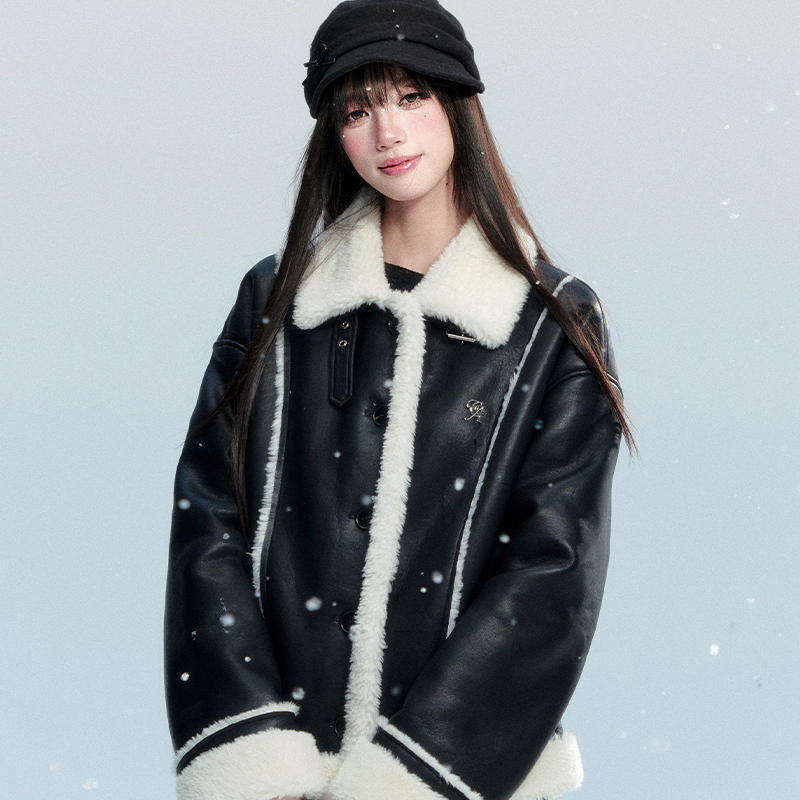 fragileheart易碎商店·漫雪巡城 皮毛一体大衣羊羔绒皮衣外套冬