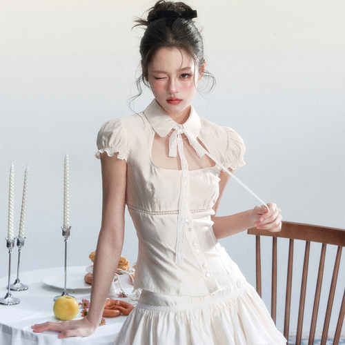 FragileHeart甜美少女微透衬衫