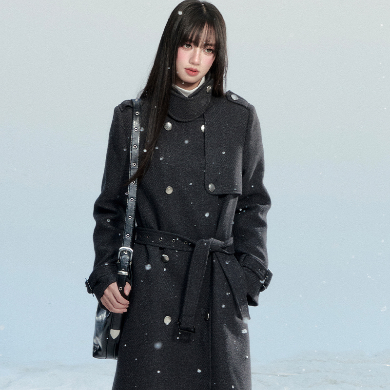 fragileheart易碎商店·北欧周末 复古经典翻领呢子大衣长款外套