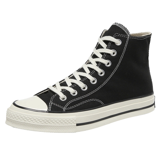 人本高帮帆布鞋男鞋韩版潮流青少年板鞋男士布鞋黑色高邦学生球鞋