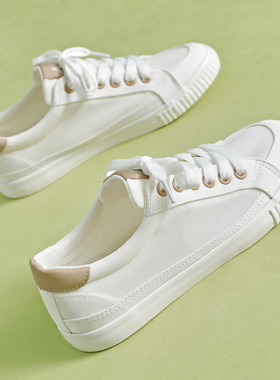 人本夏季网面小白鞋女大码41-43网眼帆布鞋百搭脚胖宽透气板鞋42