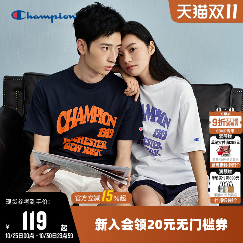 Champion冠军圆领短袖T恤情侣