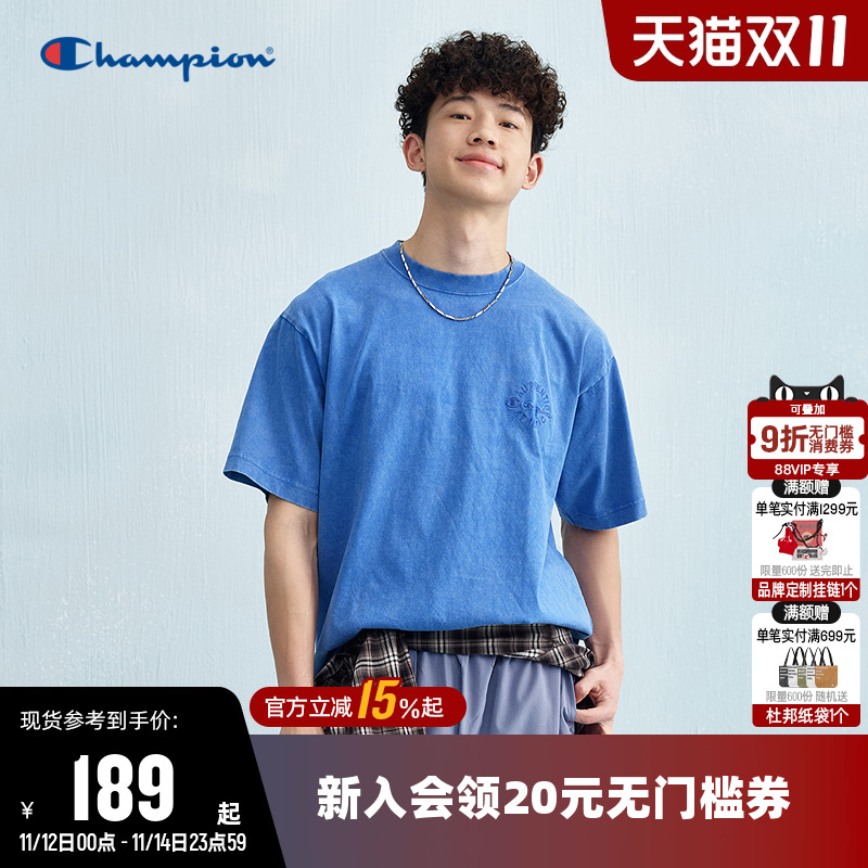 Champion冠军圆领纯棉短袖T恤男