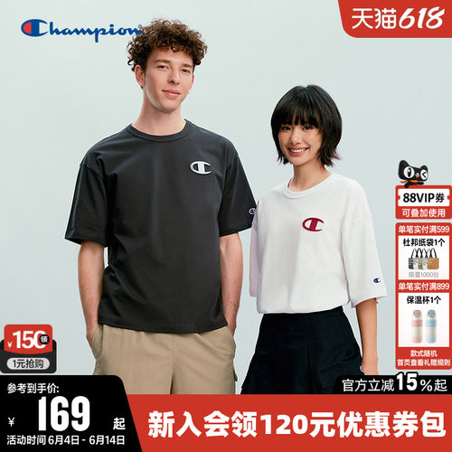Champion冠军纯棉圆领短袖T恤女