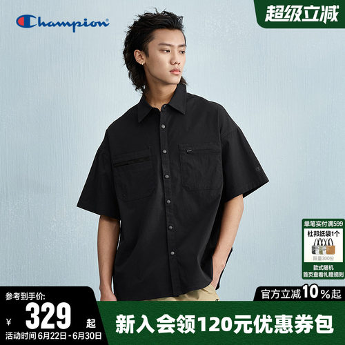 Champion冠军休闲短袖衬衫男