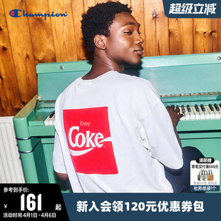 Champion冠军T恤女春季 Coca Cola联名系列 上衣男 印花logo短袖