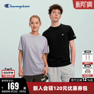 Champion冠军T恤女2026春季新款情侣纯棉经典休闲圆领短袖上衣男