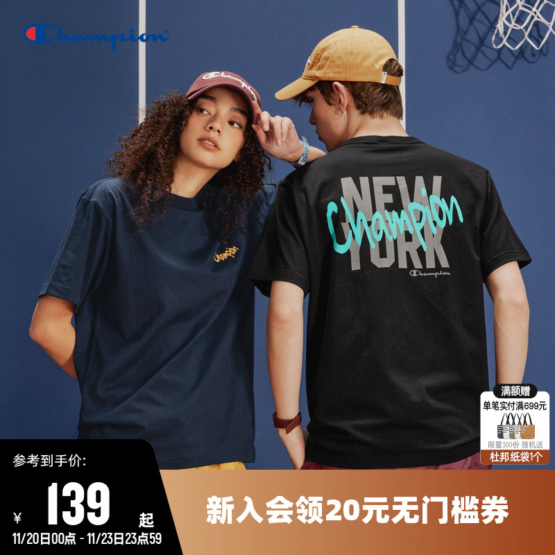 纯棉短袖T恤Champion冠军情侣