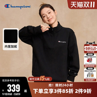 Champion冠军卫衣女25冬季 情侣刺绣抓绒半拉链立领休闲上衣男 新款