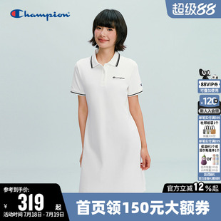 Champion连衣裙女2026夏季新款纯棉针织polo A字裙休闲裙子超