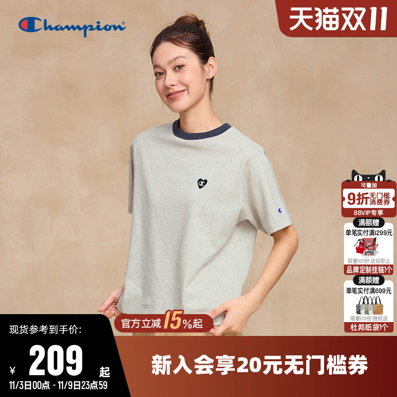 Champion冠军纯棉休闲短袖T恤女