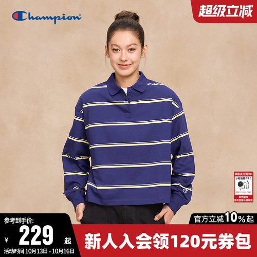 Champion冠军长袖POLO衫T恤女