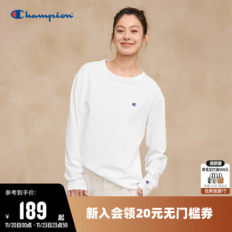 Champion冠军情侣刺绣长袖T恤女