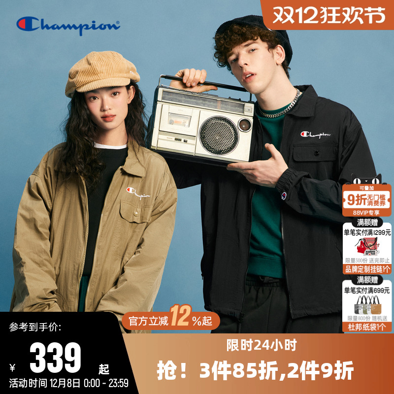 刺绣夹克外套Champion翻领男