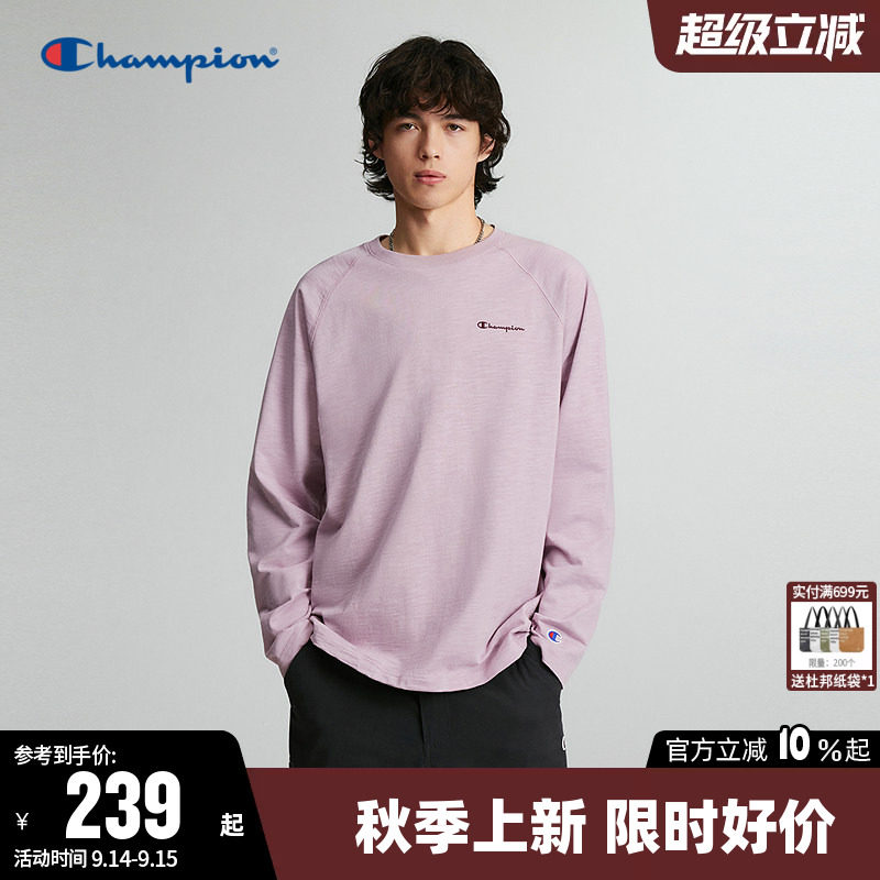 Champion冠军情侣圆领长袖T恤图片