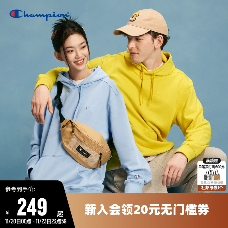 情侣刺绣连帽卫衣女蓝色