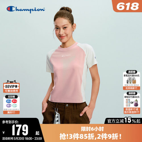 Champion冠军休闲圆领短袖T恤女