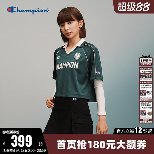 Champion冠军短袖宽松POLO衫女